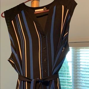 Sleeveless black and blue dress